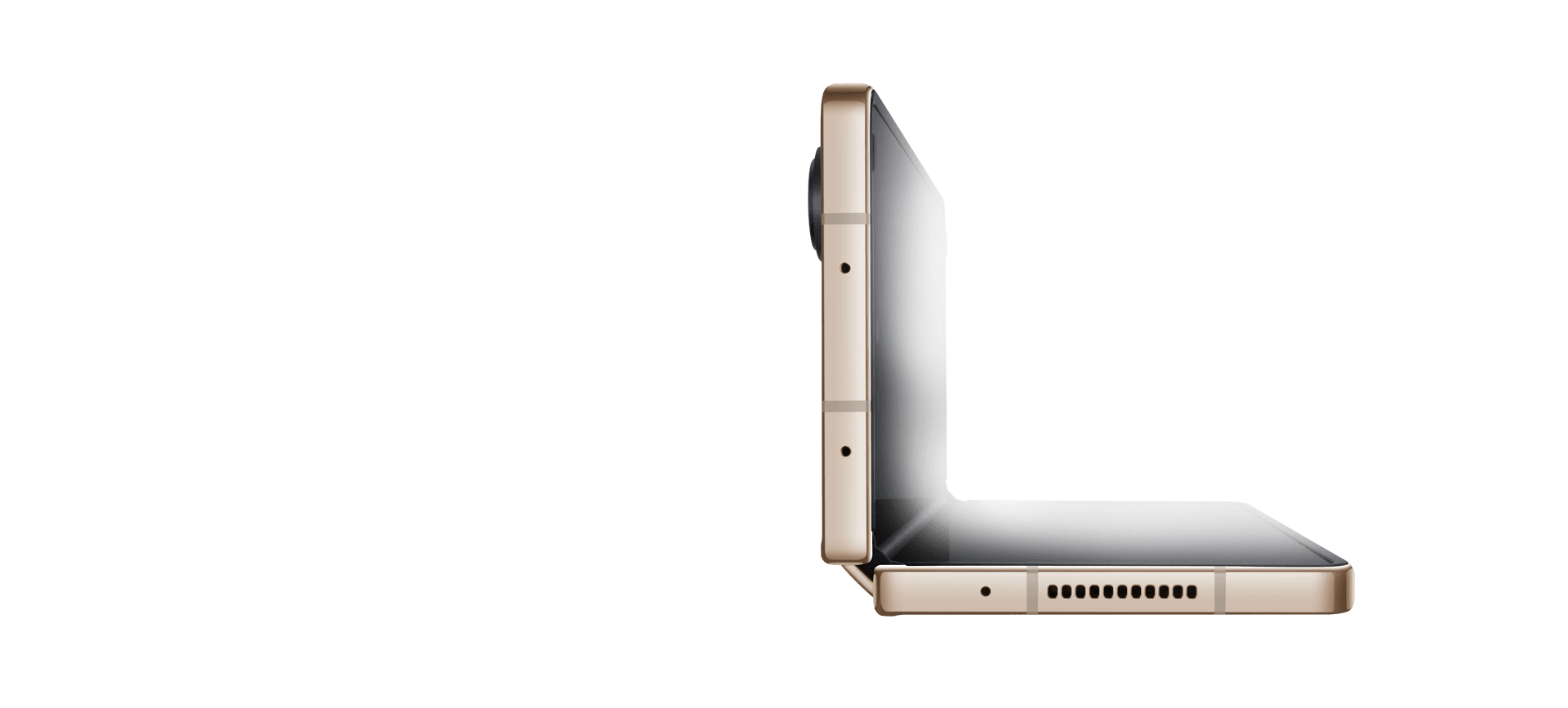 科技引导创新的理念 ，W系列传承了心系天下的设计理念，展现了三星品质与审美的平衡。开阔的金色边框与黑色陶瓷背板搭配，醒目分明、简洁大气。铰链外壳浅浮雕般的金属花纹与Samsung logo相映生辉，增添了装饰元素的同时，彰显了品牌的华美质感。流畅硬朗的轮廓设计突出了边框的张力，装甲铝材质的框架支撑，令三星W23兼顾尊贵与实用。